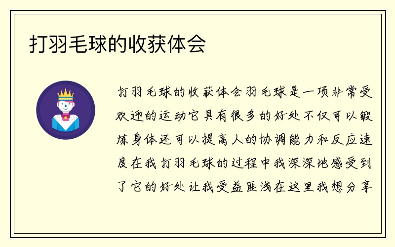 打羽毛球的收获体会