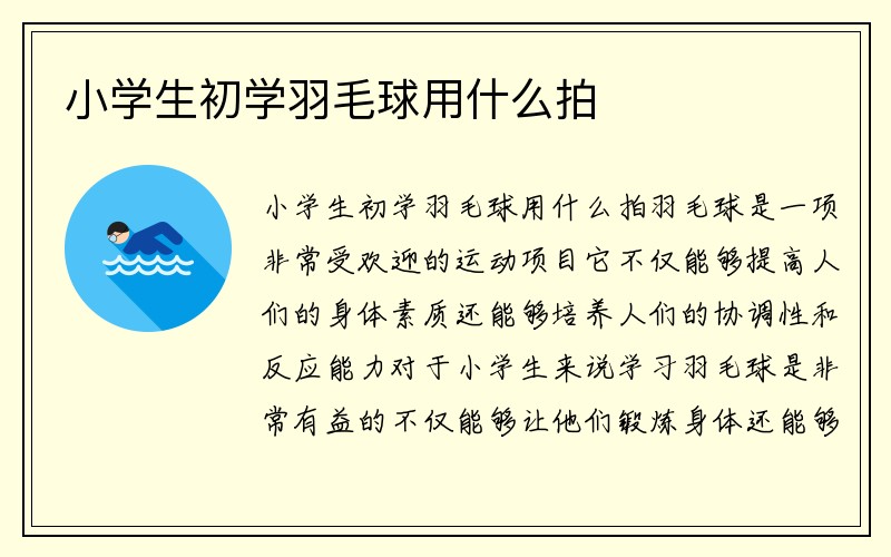 小学生初学羽毛球用什么拍