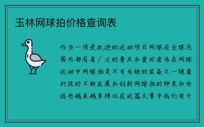 玉林网球拍价格查询表