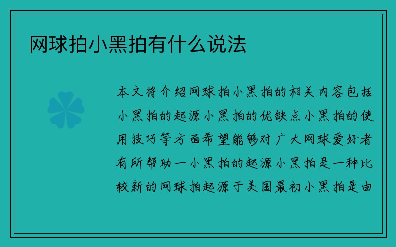 网球拍小黑拍有什么说法